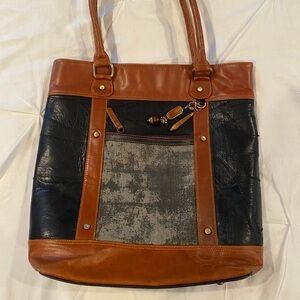 Vaan & Co Upcycled Leather Sage Handbag Shoulder Brown Black
